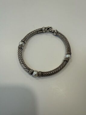 David Yurman Cable Classics Bracelet with Pearl & Pave Diamonds